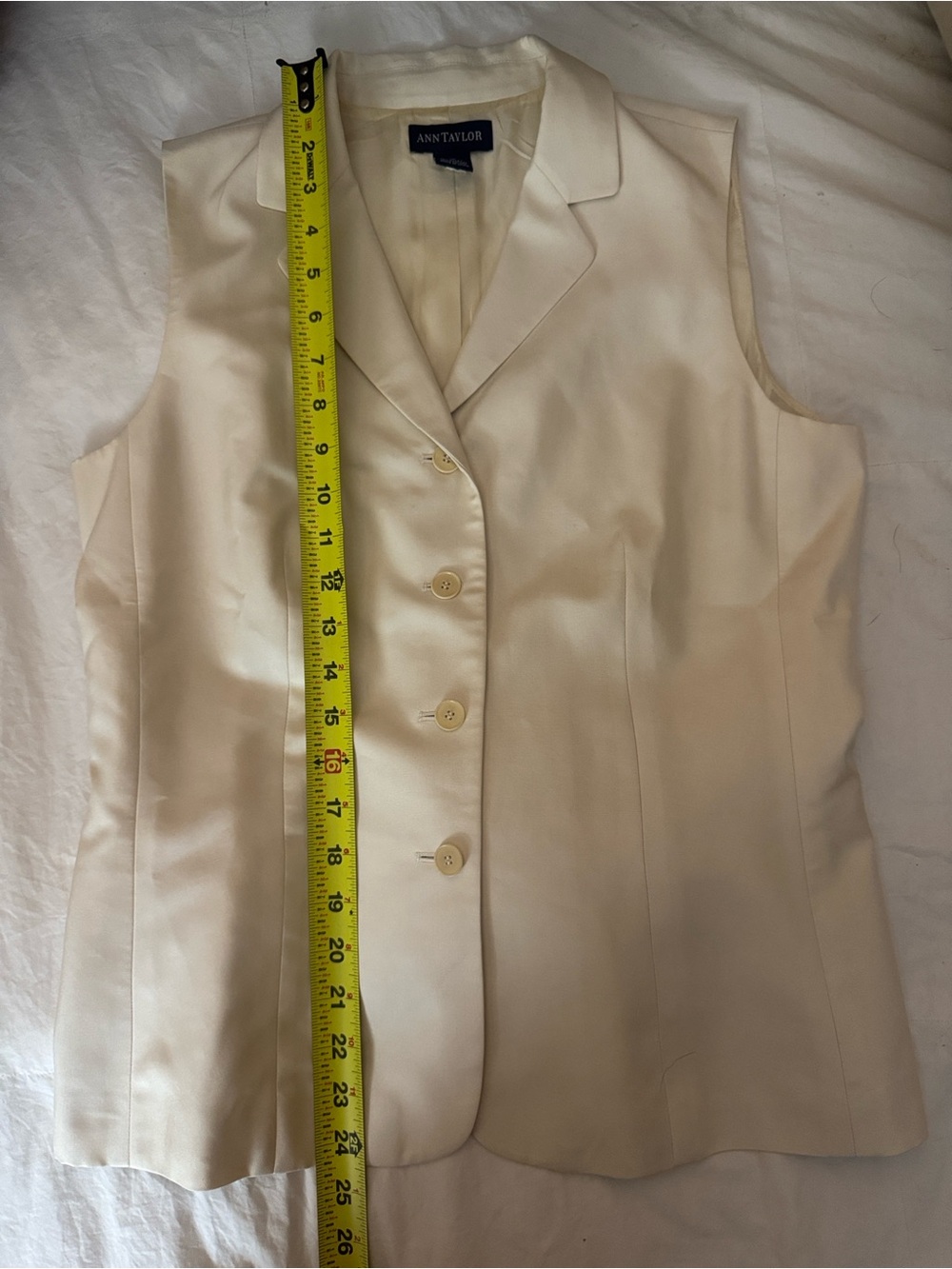 Ann Taylor Cream Sleeveless Button Front Blazer Top - Picture 6 of 6